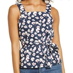 1901 floral waist tied tank top